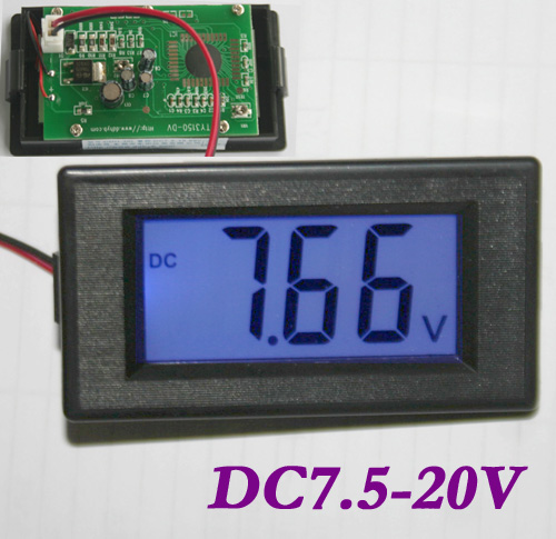 Voltmeter 7,5 -20V !keine extra Spannungsversorgung nötig! blau