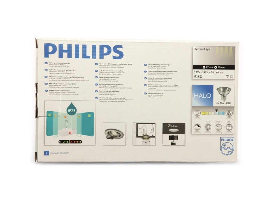 Decken-Einbauleuchten 3x20W-Set PHILIPS Hammam, EEK: F
