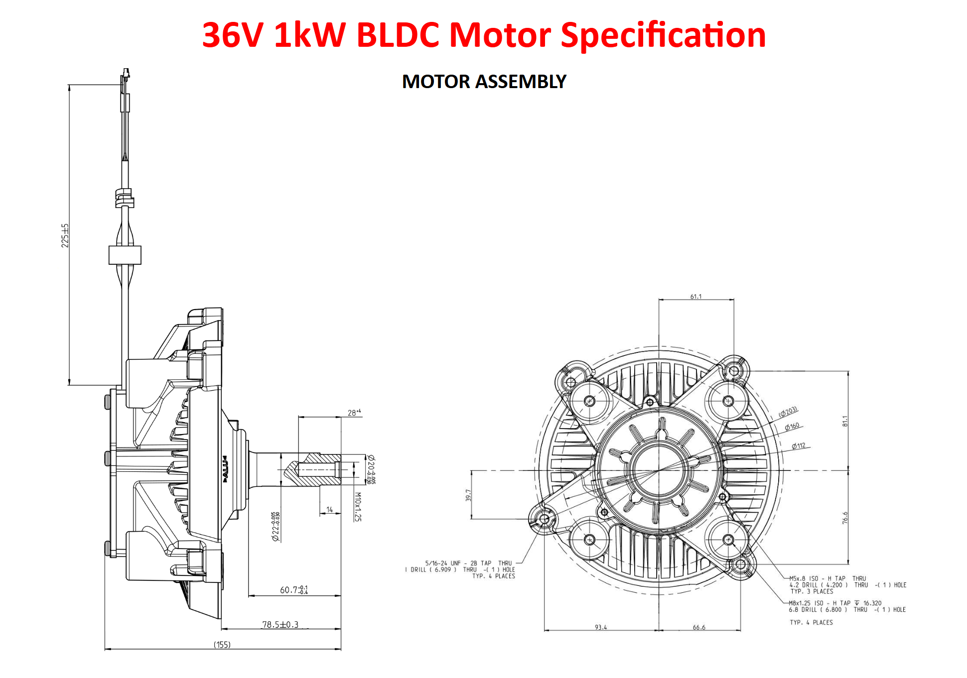 BLDC-Motor 1000W, Bosch, 1.607.022.68B, 36 V-, 35 A -brushless