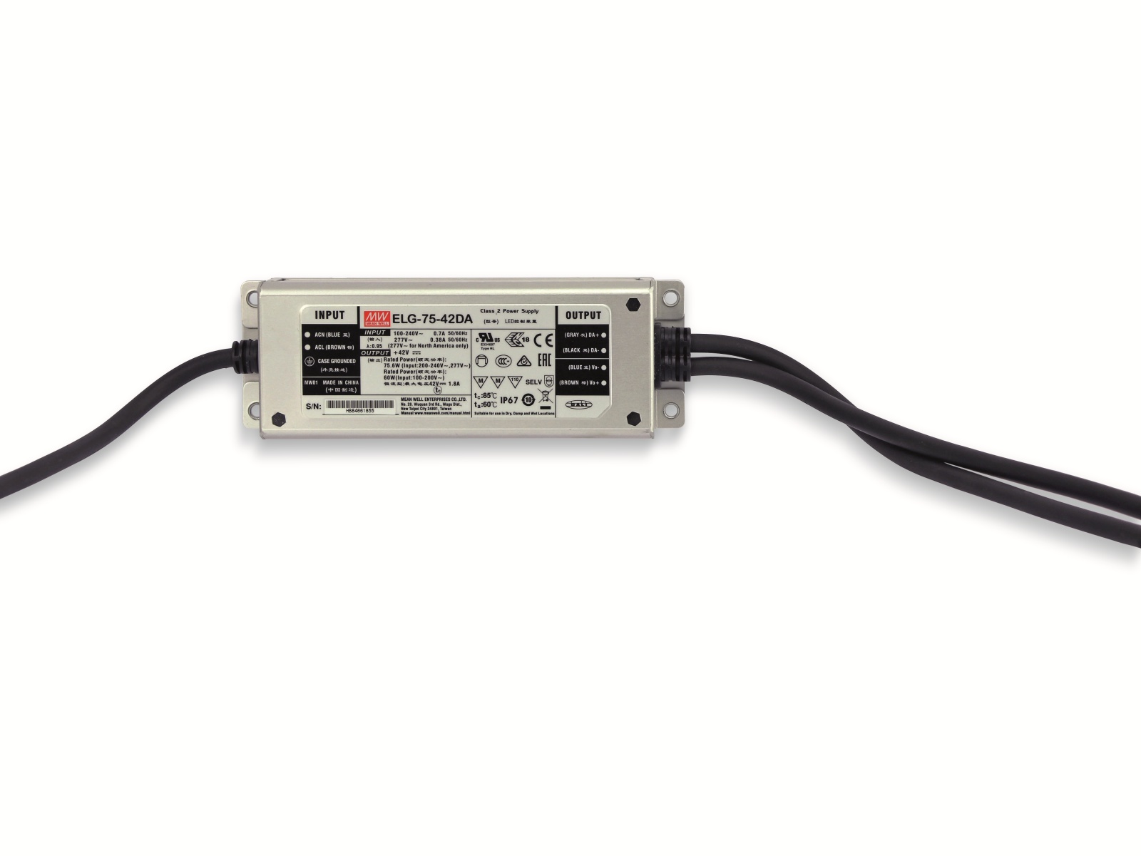 LED-Driver MEANWELL ELG-75-42DA 32V - 42 V 1.8A dimmbar DALI