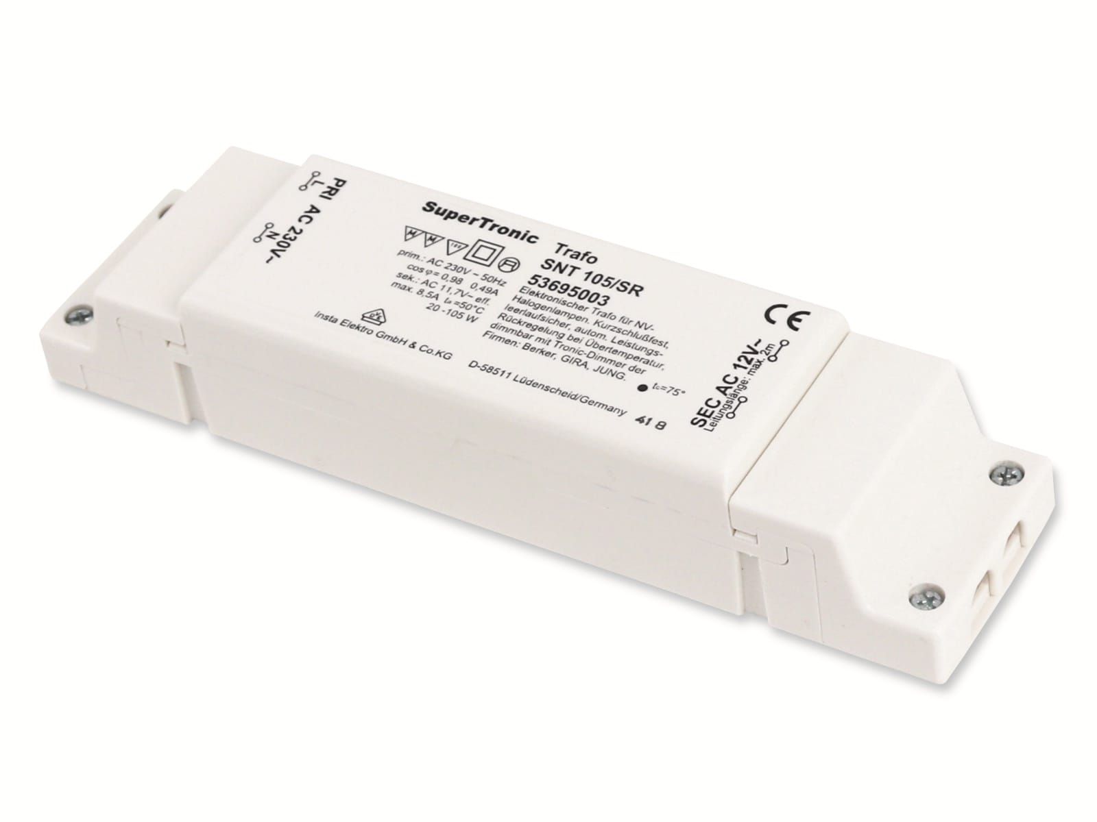 Elektronischer Halogentrafo, SuperTronic, SNT105/SR, 105W 12VAC 1-9A